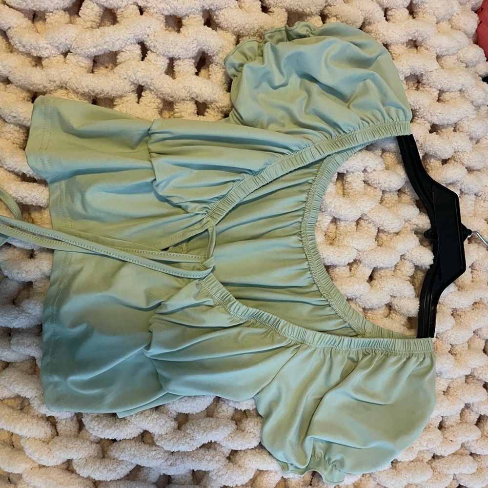 Green tied shirt